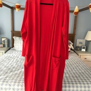 Women’s red long cardigan